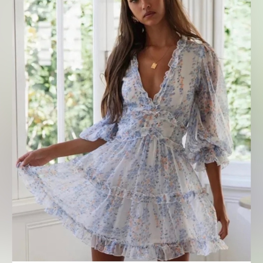 Floral Mini Dress with Ruffle Details